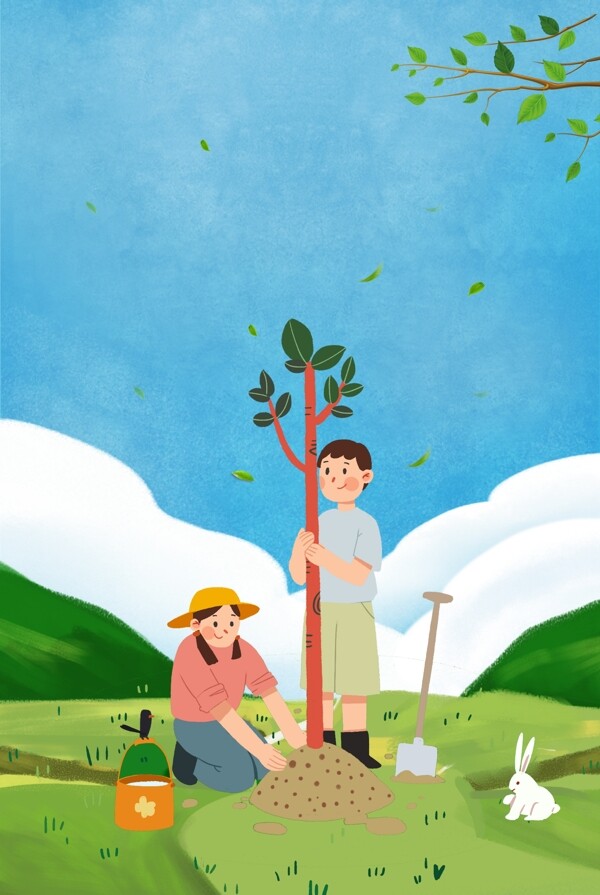 植树造林公益植树节公益海报