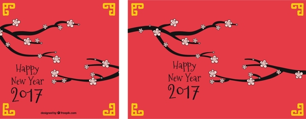 中国新年2017花卉背景