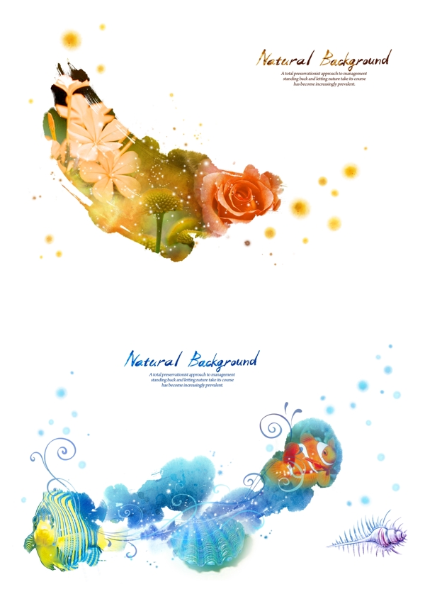漂亮的花朵海洋渲染海报