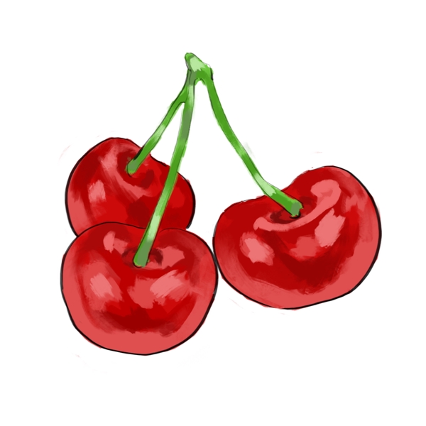 三个成熟的樱桃插图