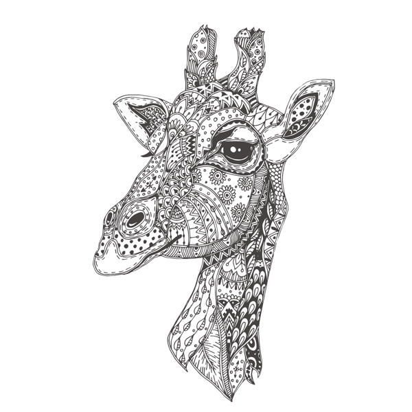 趣味卡通花纹长颈鹿头像
