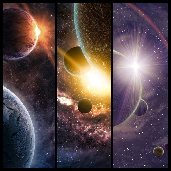 宇宙中的星球和光芒图片