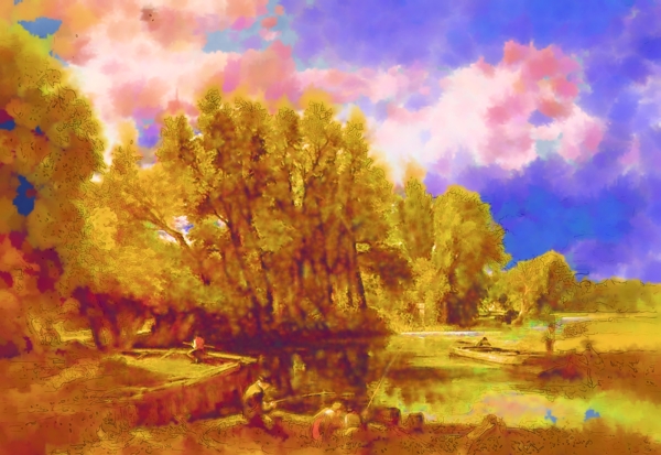 风景树木油画
