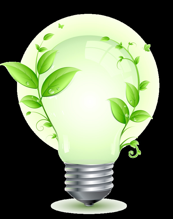 绿色创意节电灯泡免抠png透明图层素材