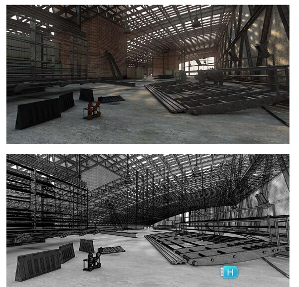 半室内外废弃工厂3D模型图片