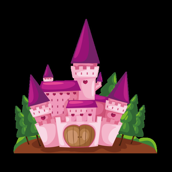 粉色卡通城堡图案