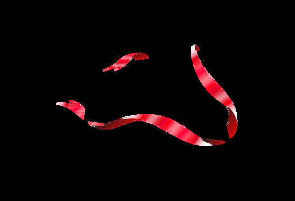 红色丝带弯曲插画png元素