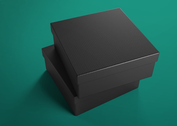 立体黑色包装盒子模型包装贴图样机展示素材