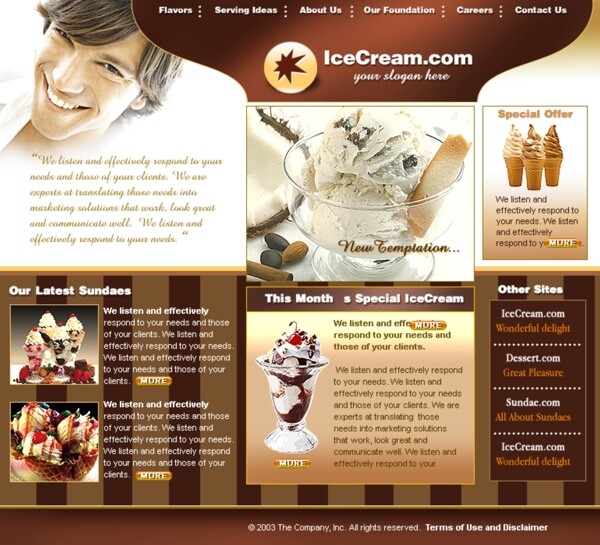 欧美冰淇淋美食网站模板