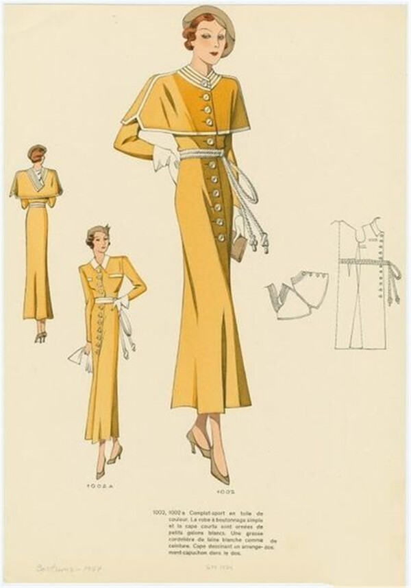 欧式黄色长裙设计图