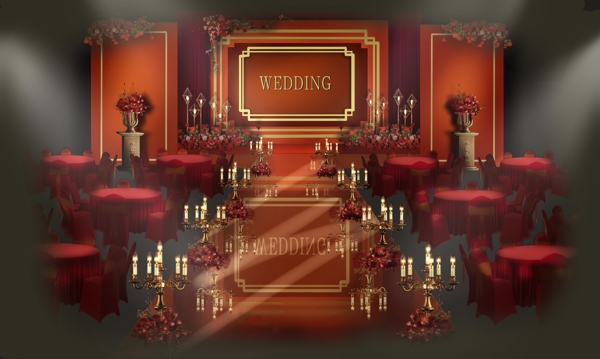 红色最新婚礼舞台设计