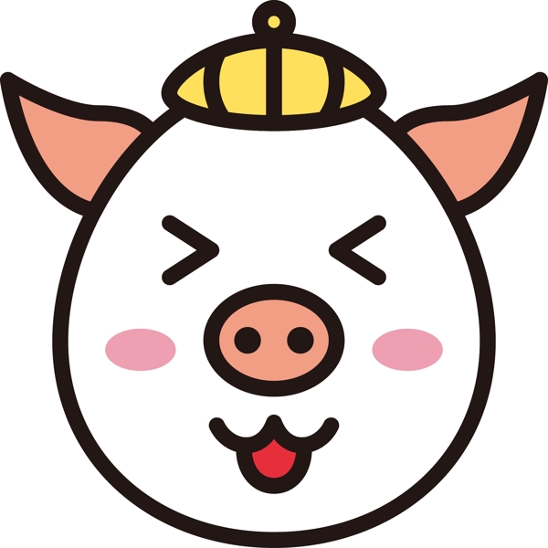 猪开心表情包卡通可爱生肖猪可商用元素