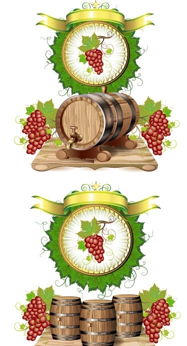 木桶葡萄酒矢量图片