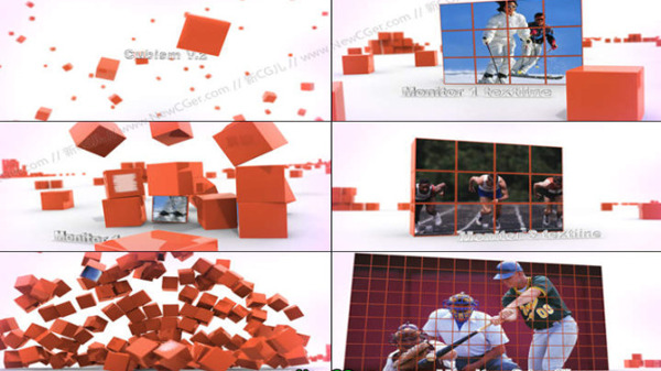 3D质感魔方组合屏幕视频展示AE包装模板