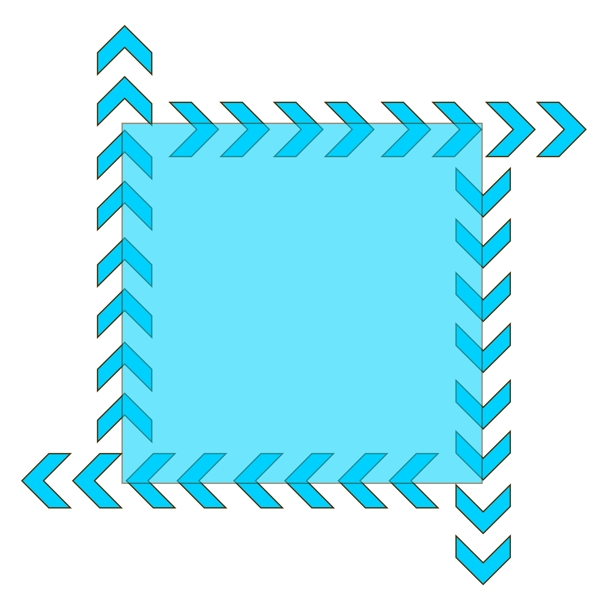 正方形箭头蓝色边框装饰素材可商用