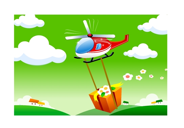 矢量动画矢量直升机卡通直升机卡通背景图画eps