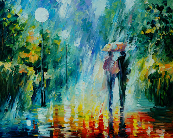 油画夏天的雨图片