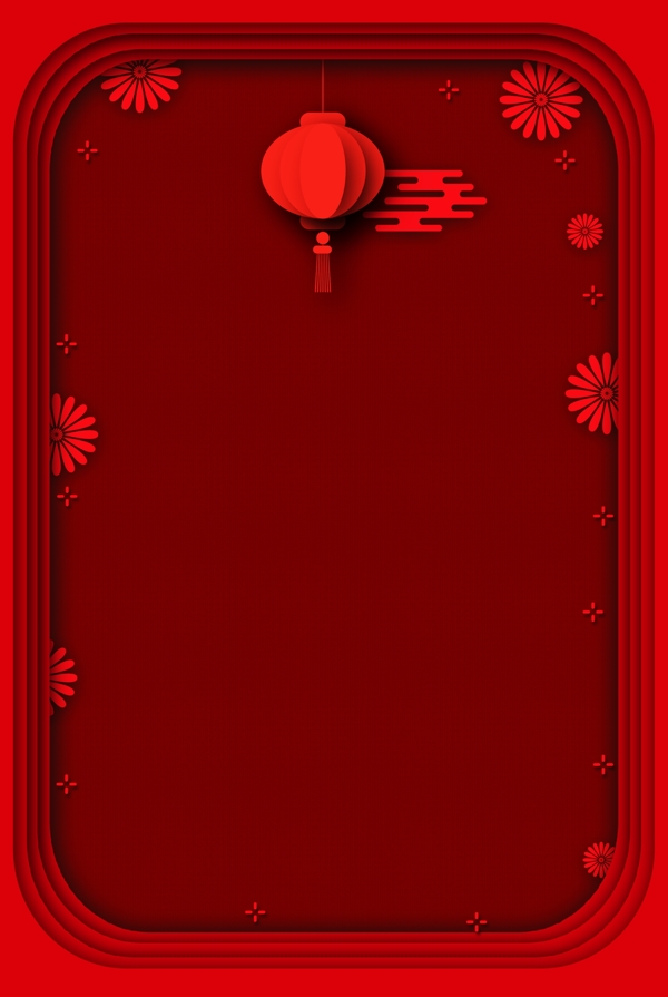 新年简约剪纸红色背景边框电商淘宝背景5