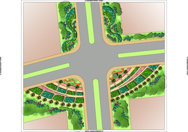 道路绿化设计平面图psd下载