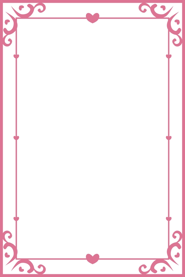 情人节浅紫宫廷花纹长方形海报边框透明png