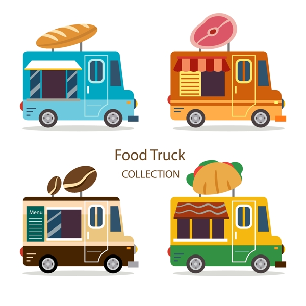 彩色食品卡车系列