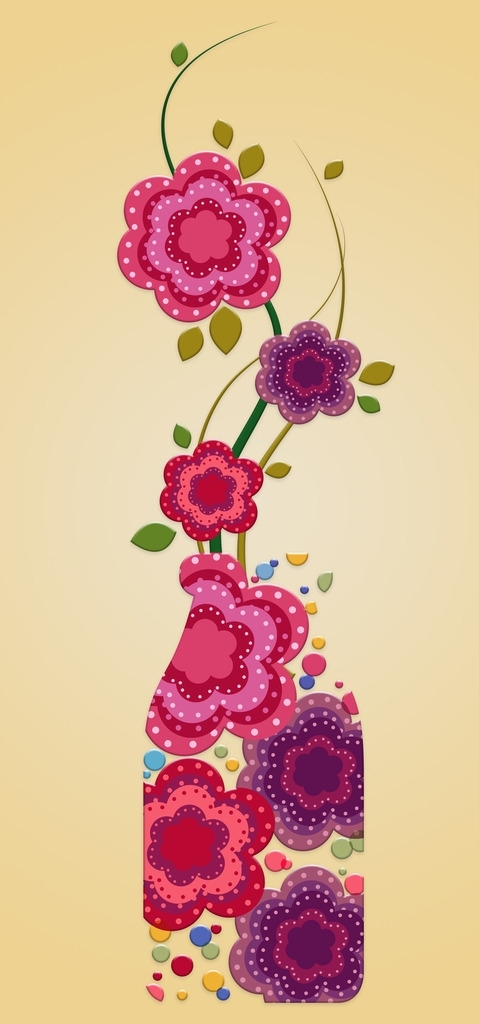 创意浪漫花卉花瓶装饰画画芯