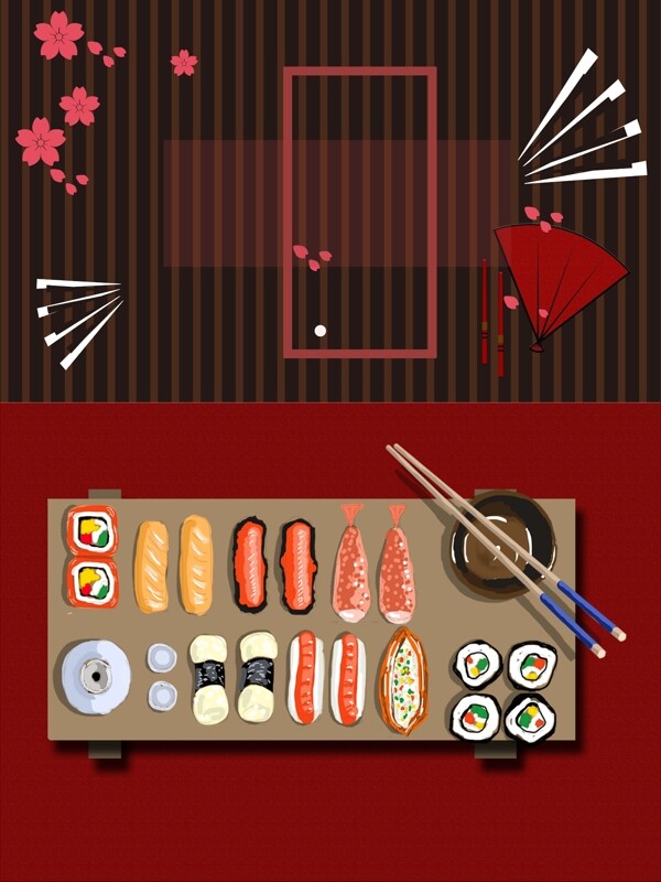 日式美食寿司背景素材