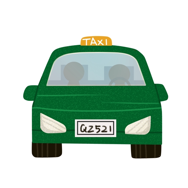 卡通绿色出租车简约设计