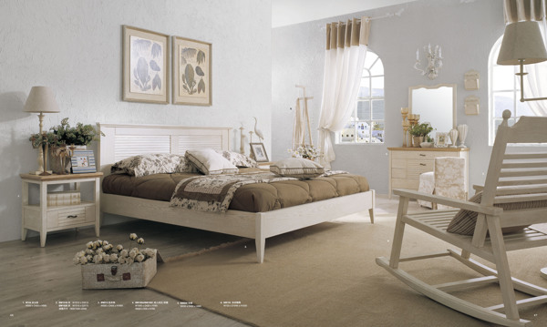 现代简约地中海卧室装修实景图