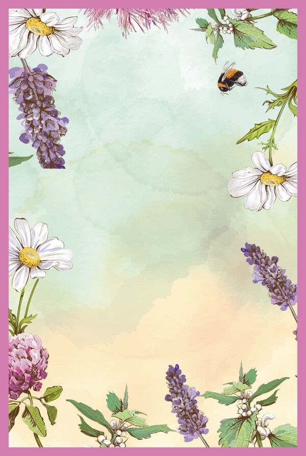 紫色花朵春季促销海报背景设计