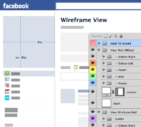 Facebook网页图形界面PSD模板