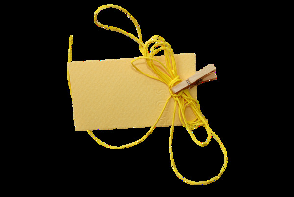 黄色折纸线绳夹子png元素