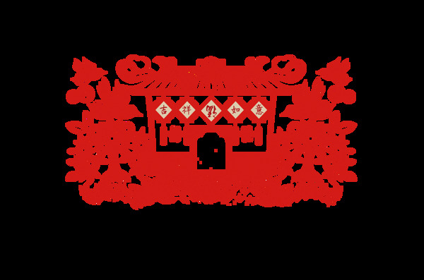 红色复古房子装饰素材