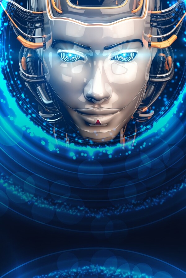 蓝色创意科技人工智能背景