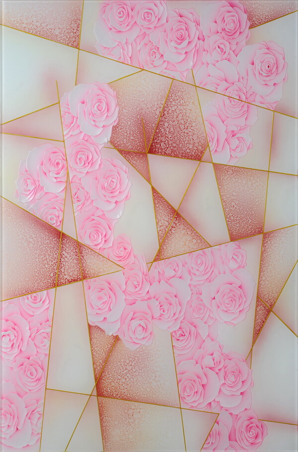 粉色3D立体雕刻玫瑰
