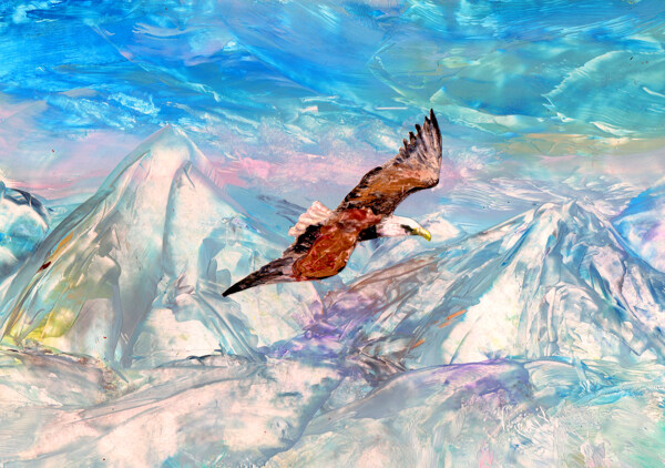 油画翱翔的鹰图片