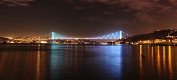 夜晚的跨江大桥美景
