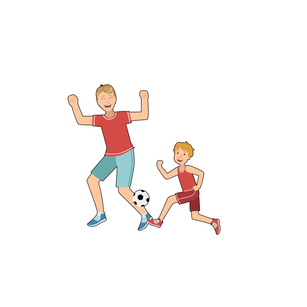 踢足球的两个小孩免扣图