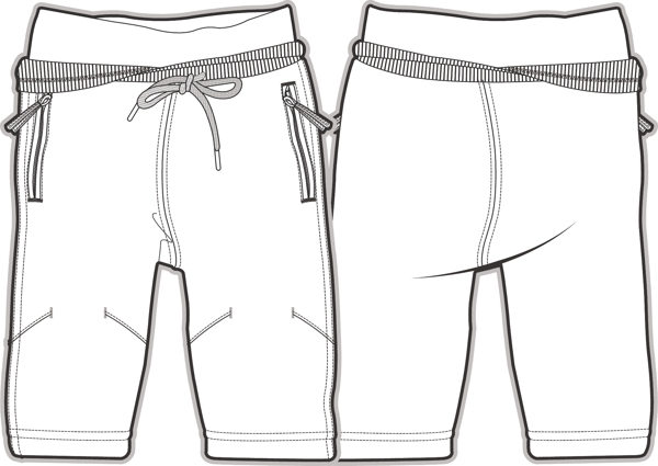绑绳休闲裤小宝宝服装设计草稿线条矢量素材