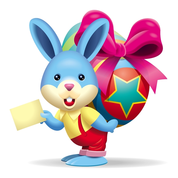 可爱的小兔子带来复活节蛋