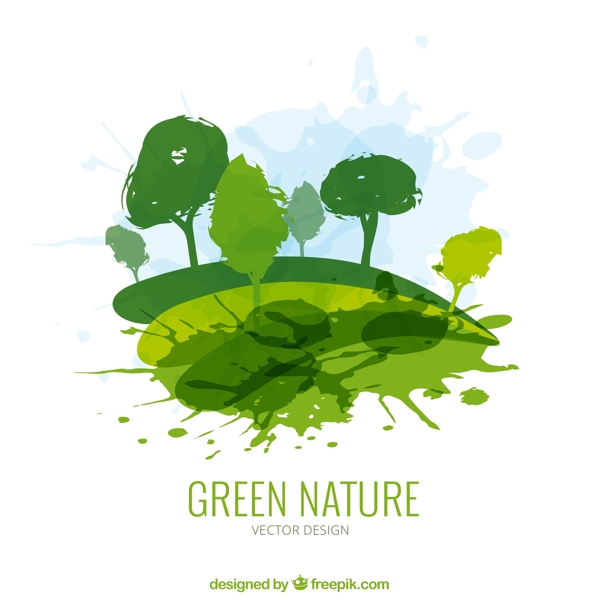 创意喷墨彩绘绿色自然