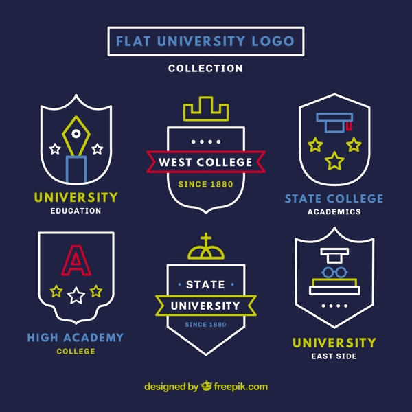 平面设计中的大学理念的可爱收藏