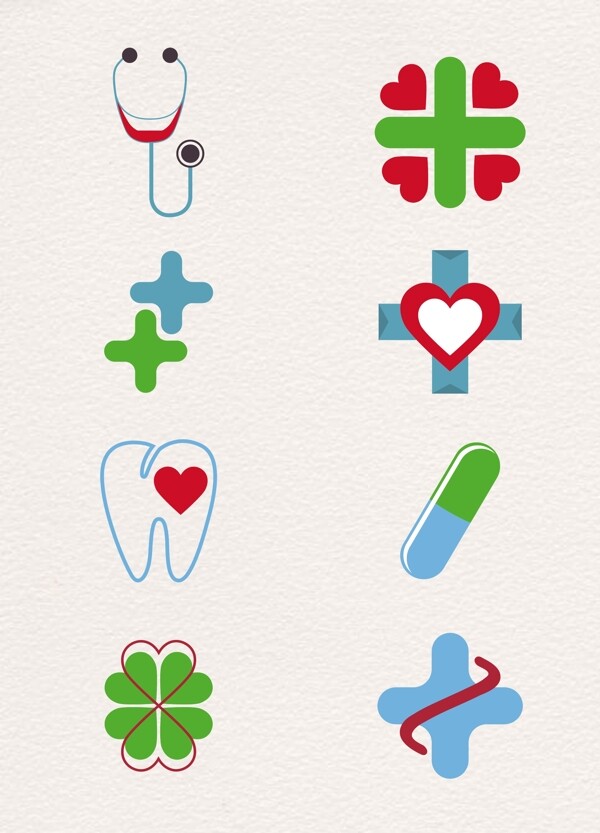 8款彩色医疗健康矢量图标图片