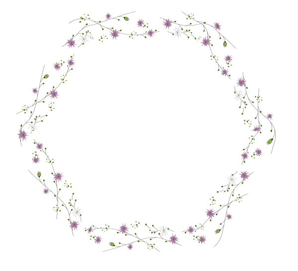 矢量卡通简约紫色花朵边框