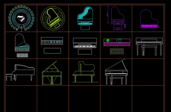 CAD钢琴图例