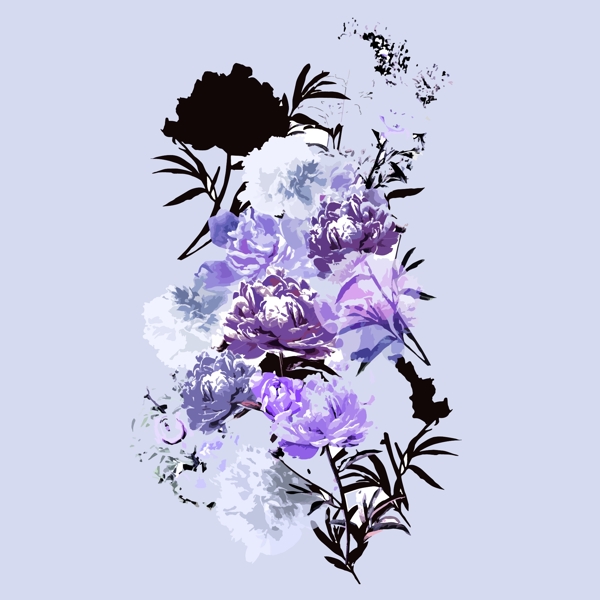 印花矢量图艺术效果水彩植物花卉免费素材