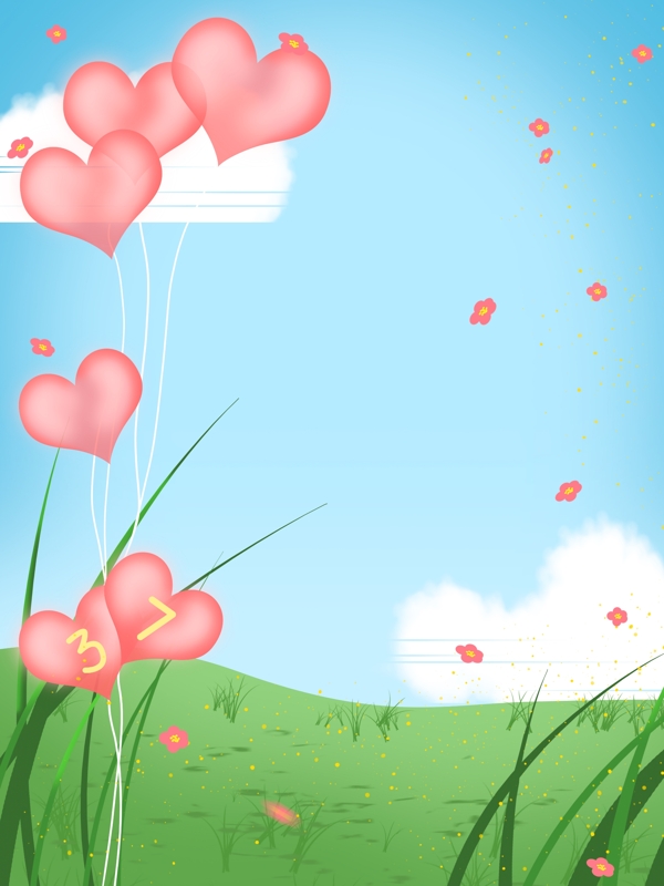 温馨粉色爱心气球背景