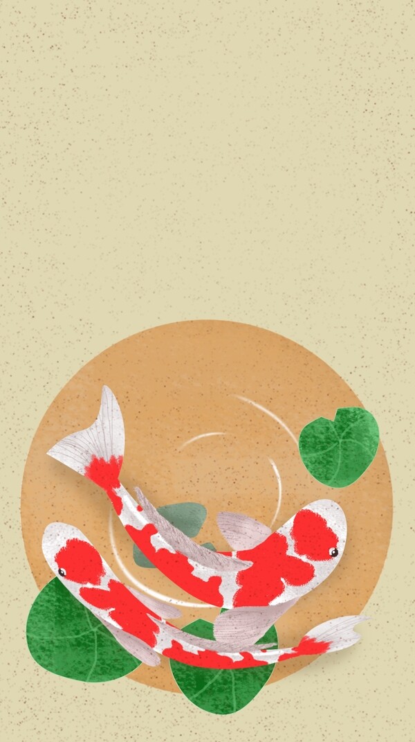 中国风传统荷花鲤鱼插画背景