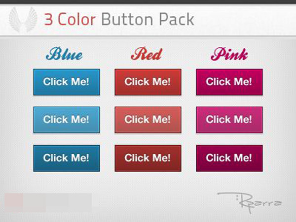 三种颜色应用按钮PSD素材