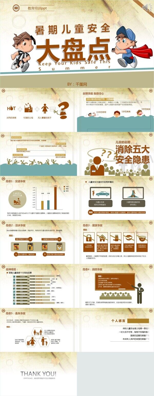 卡通课程汇报课件培训毕业答辩通用PPT模板